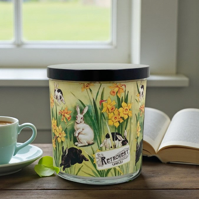 Cottontail Classic – Eco-Luxe Scented Candle | Coconut Apricot Wax | Vintage Easter Artwork Retro Design