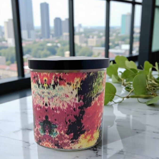 Colorfast – Eco-Luxe Scented Candle | Coconut Apricot Wax | Vintage Modern Abstract Artwork Retro Design