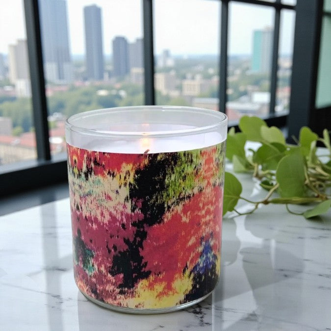Colorfast – Eco-Luxe Scented Candle | Coconut Apricot Wax | Vintage Modern Abstract Artwork Retro Design