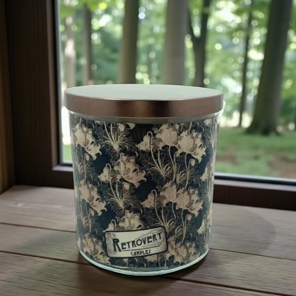 Golden Grove – Eco-Luxe Scented Candle | Coconut Apricot Wax | Vintage Arts & Crafts Artwork Retro Design