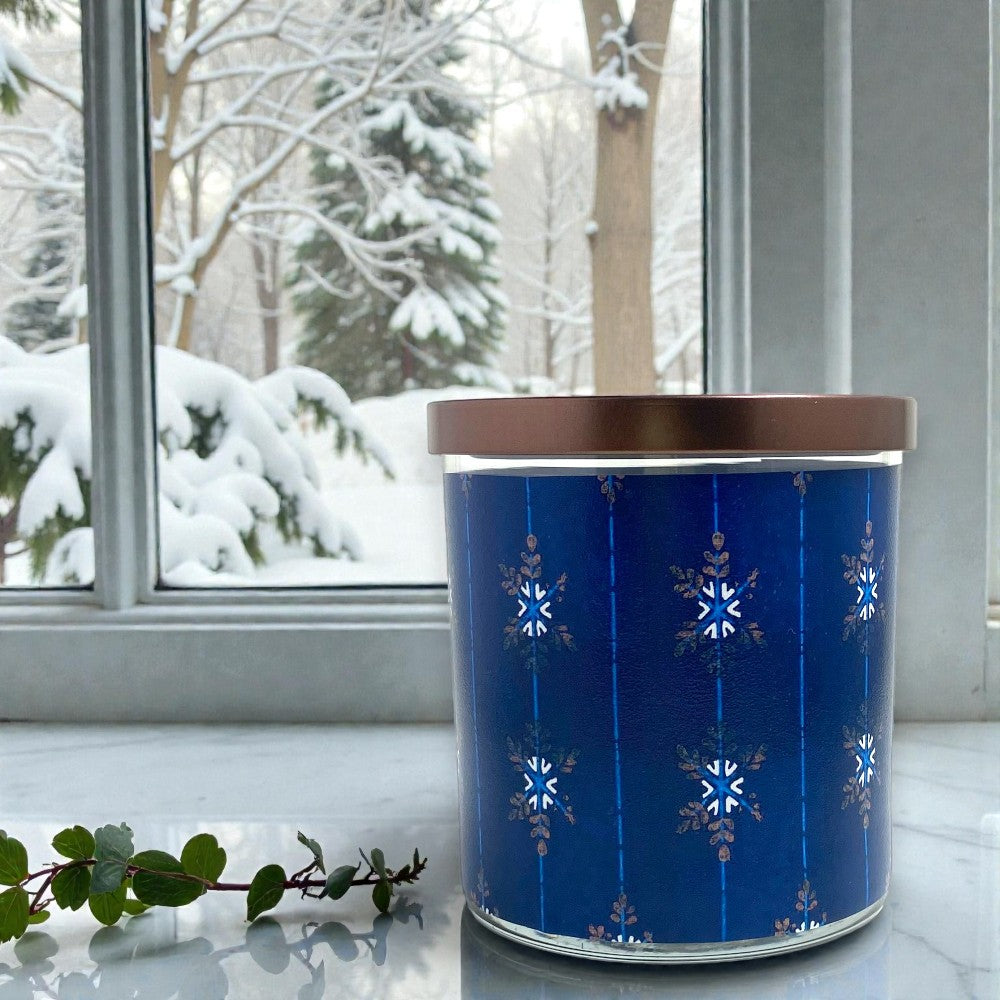 Winter Snowfall - Eco-Luxe Scented Candle | Coconut Apricot Wax | Vintage Japanese Woodblock Print Artwork Retro Design