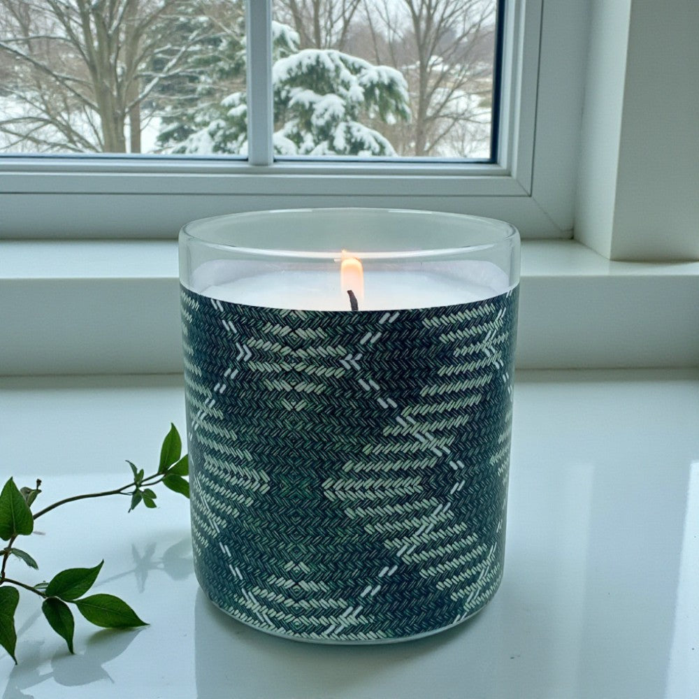 Woolen Winter - Eco-Luxe Scented Candle | Coconut Apricot Wax | Vintage Japanese Textile Artwork Retro Design