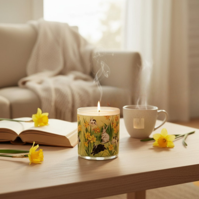 Cottontail Classic – Eco-Luxe Scented Candle | Coconut Apricot Wax | Vintage Easter Artwork Retro Design