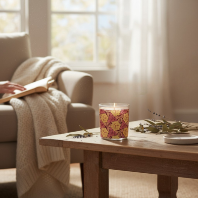 Flutter & Foliage – Eco-Luxe Scented Candle | Coconut Apricot Wax | Art Deco Art Nouveau Vintage Artwork Retro Design