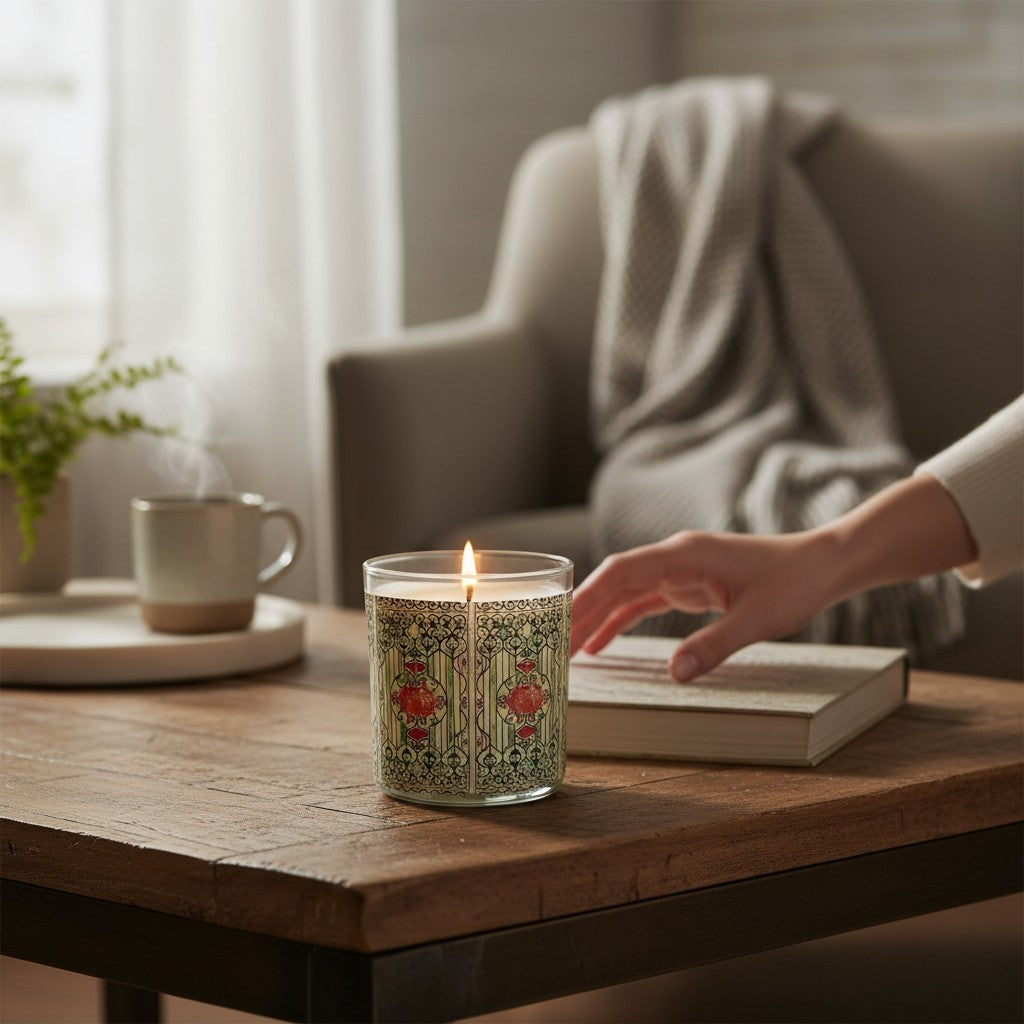 Garden Gate – Eco-Luxe Scented Candle | Coconut Apricot Wax | Vintage Arts & Crafts Artwork Retro Design