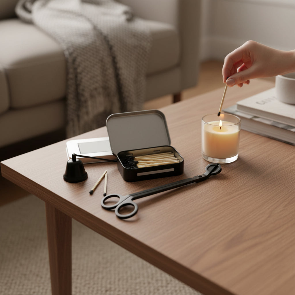 Retrovert Candles Candle Care Kit | Wick Trimmer, Snuffer & Tin with Wood Matches