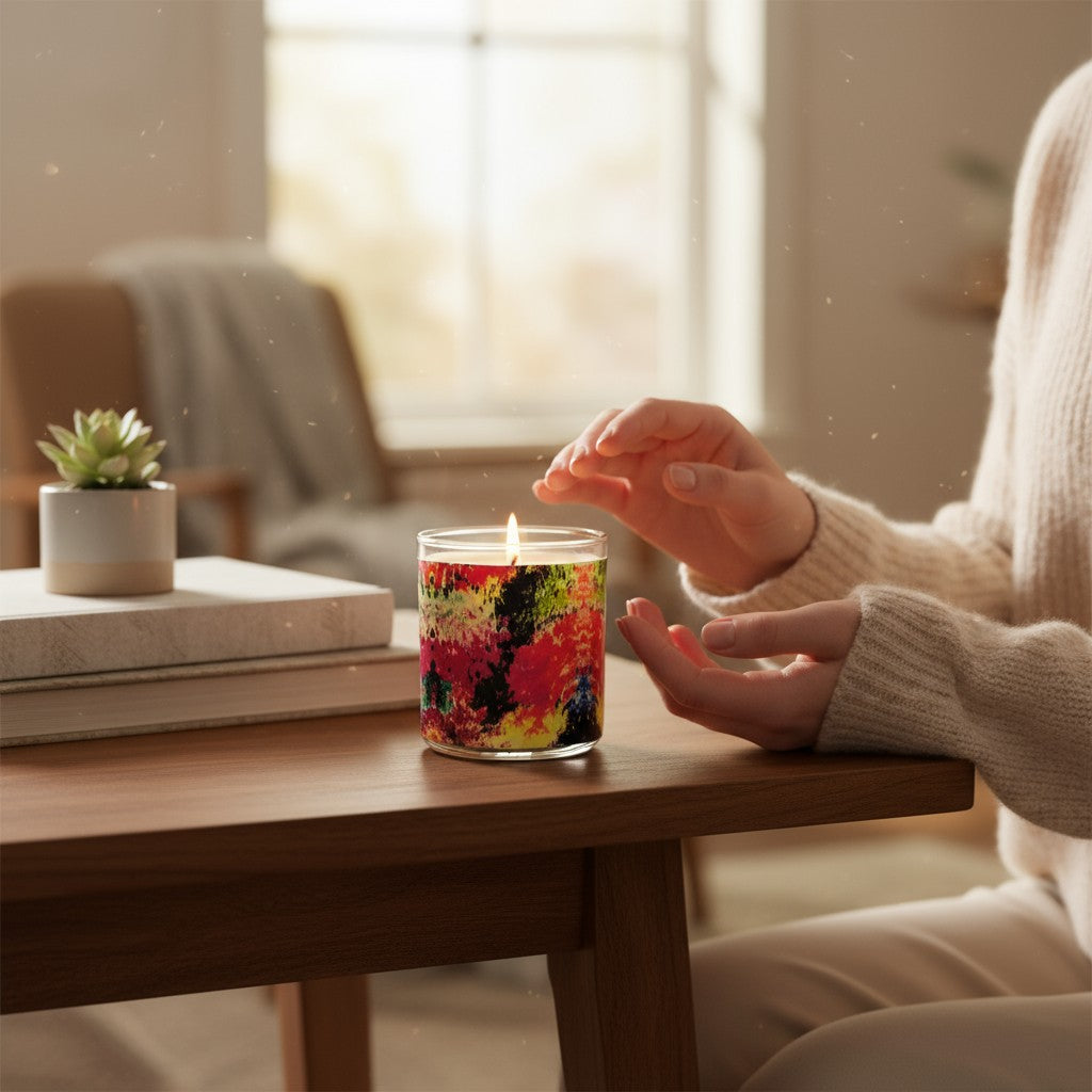 Colorfast – Eco-Luxe Scented Candle | Coconut Apricot Wax | Vintage Modern Abstract Artwork Retro Design