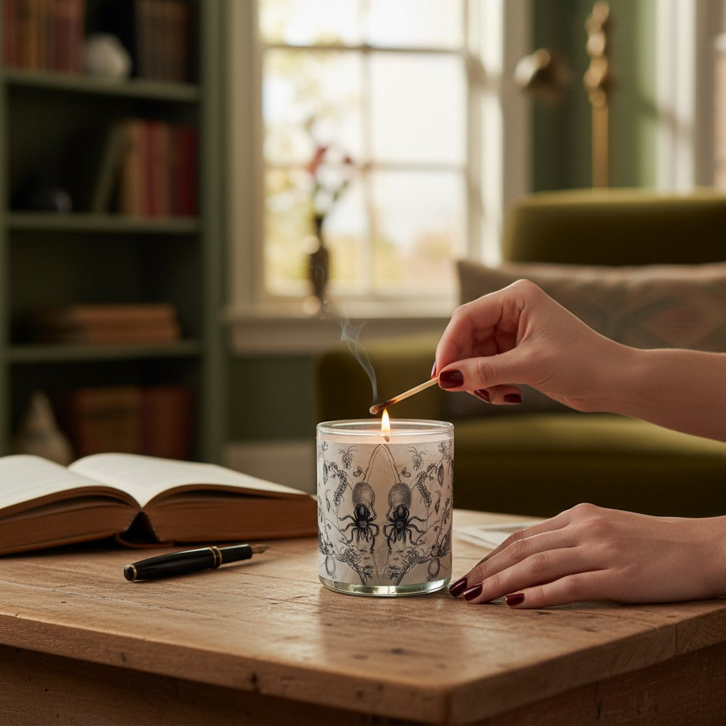 Creepy Crawlies – Eco-Luxe Scented Candle | Coconut Apricot Wax | Vintage Halloween Artwork Retro Design