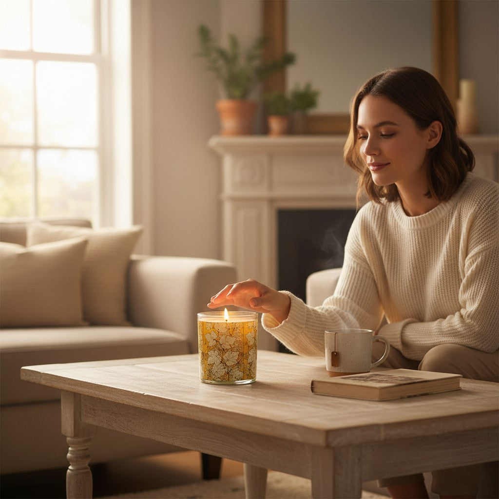 Autumn Aglow – Eco-Luxe Scented Candle | Coconut Apricot Wax | Vintage Artwork Retro Design