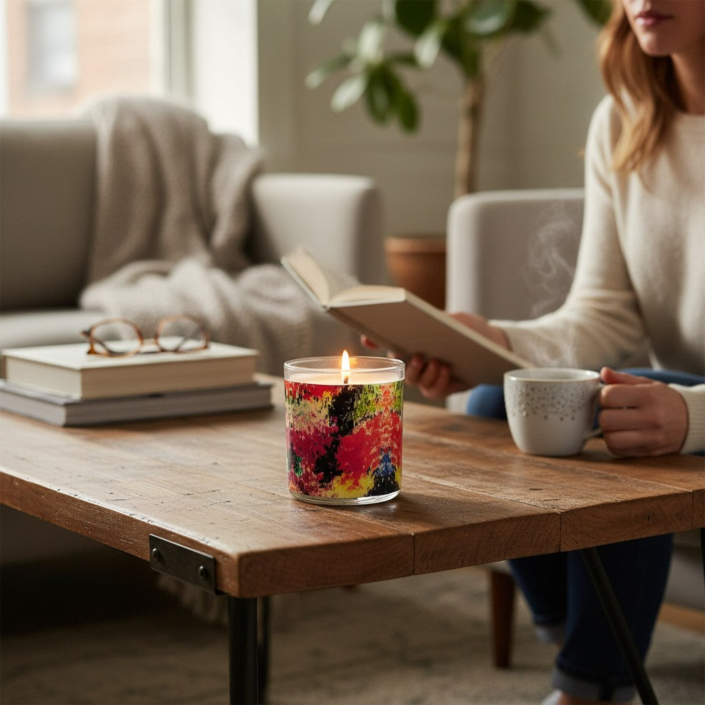 Colorfast – Eco-Luxe Scented Candle | Coconut Apricot Wax | Vintage Modern Abstract Artwork Retro Design