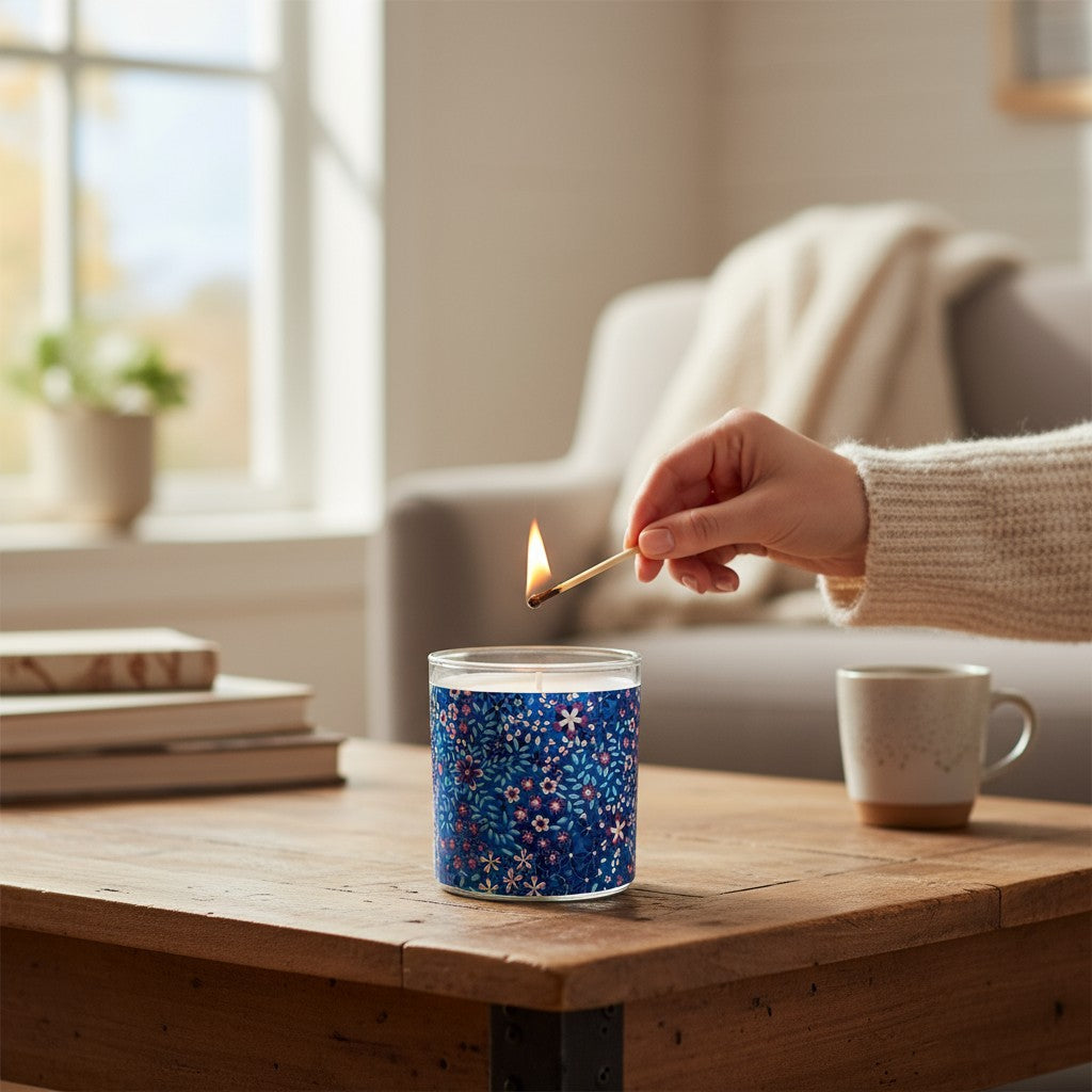 Japanese Blossoms – Eco-Luxe Scented Candle | Coconut Apricot Wax | Vintage Artwork Retro Design