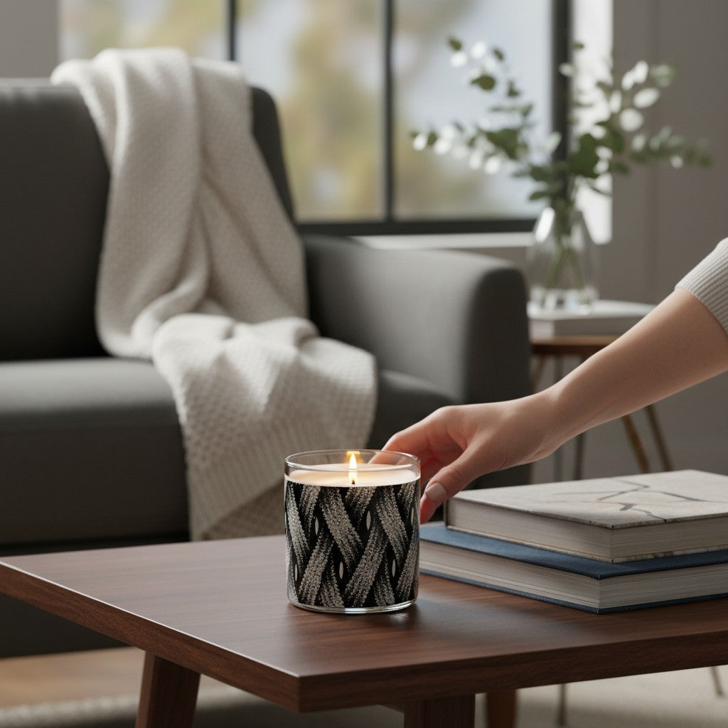 Woven Noir - Luxury Coconut Apricot Wax Candle – 8.5 oz