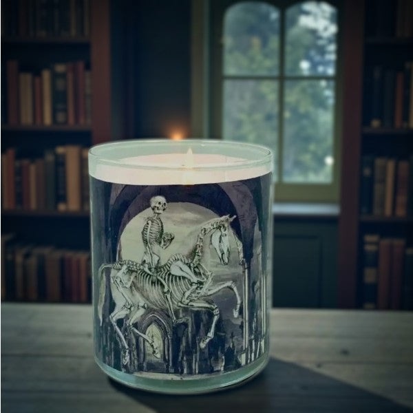 Midnight Rider– Eco-Luxe Scented Candle | Coconut Apricot Wax | Vintage Halloween Artwork Retro Design