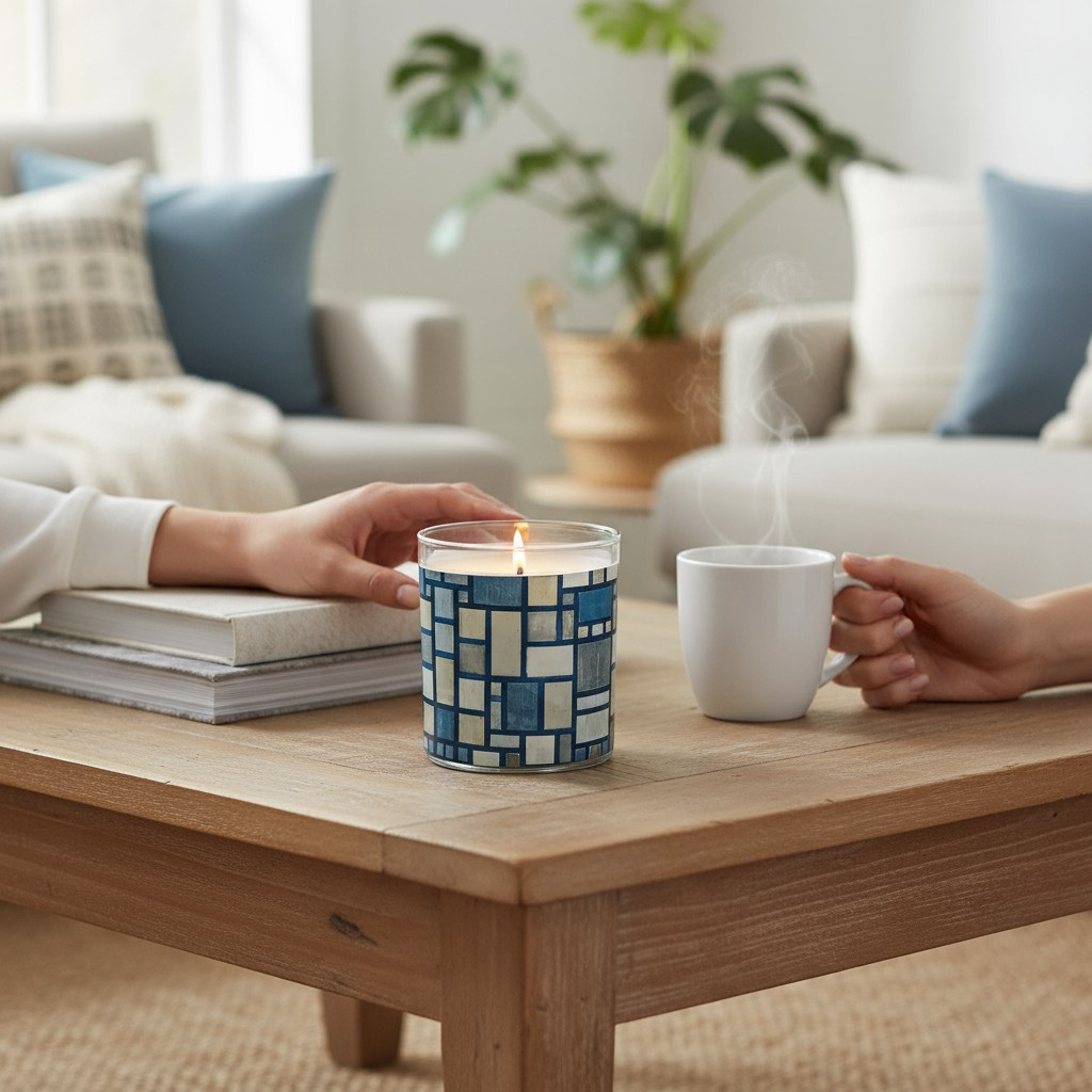 Composition – Eco-Luxe Scented Candle | Coconut Apricot Wax | Vintage Modern Abstract Artwork Retro Design