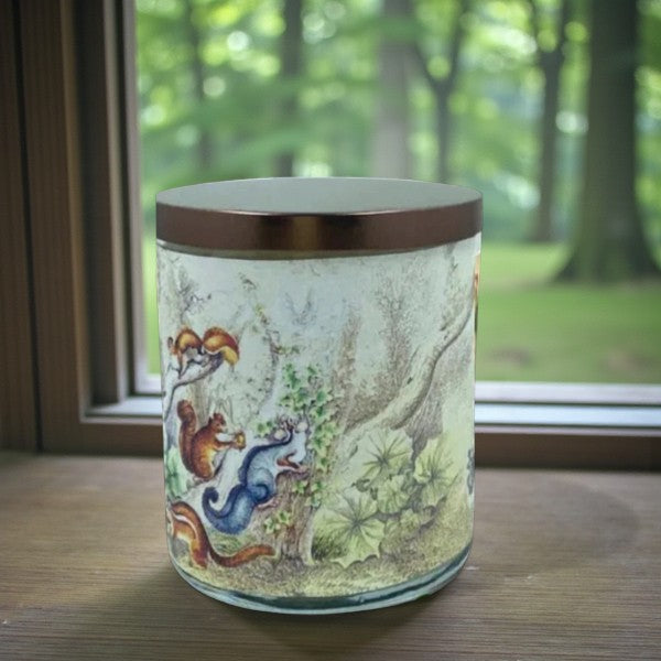 Squirrel Buddies – Eco-Luxe Scented Candle | Coconut Apricot Wax | Vintage Artwork Retro Design