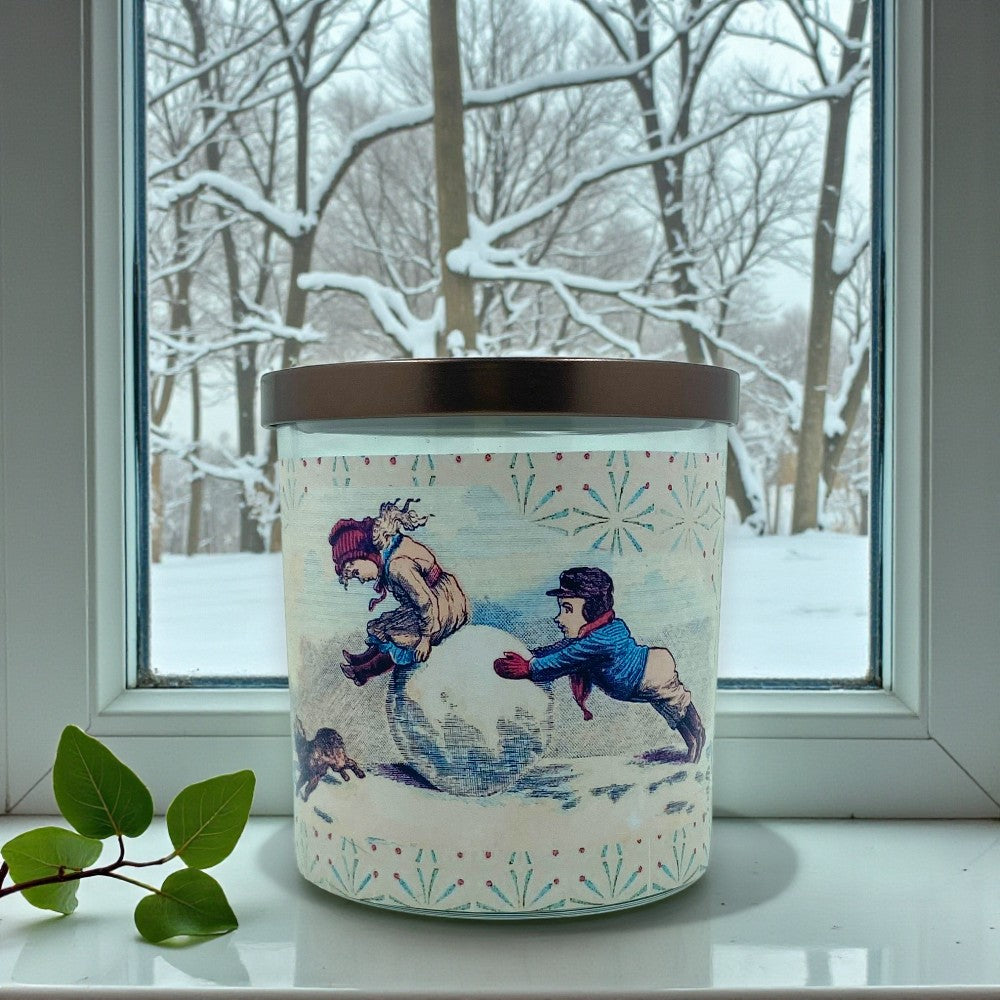 Snowday – Eco-Luxe Scented Candle | Coconut Apricot Wax | Vintage Holiday Artwork Retro Design