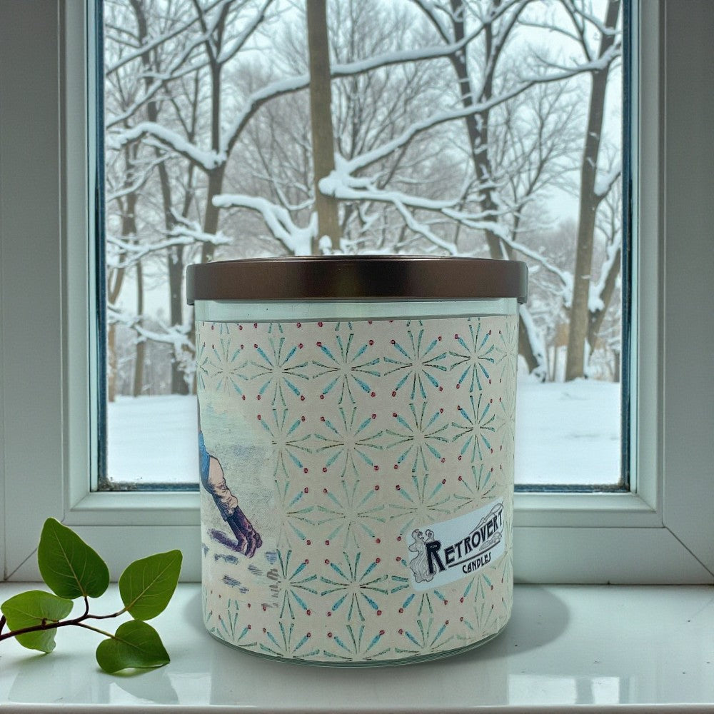 Snowday – Eco-Luxe Scented Candle | Coconut Apricot Wax | Vintage Holiday Artwork Retro Design