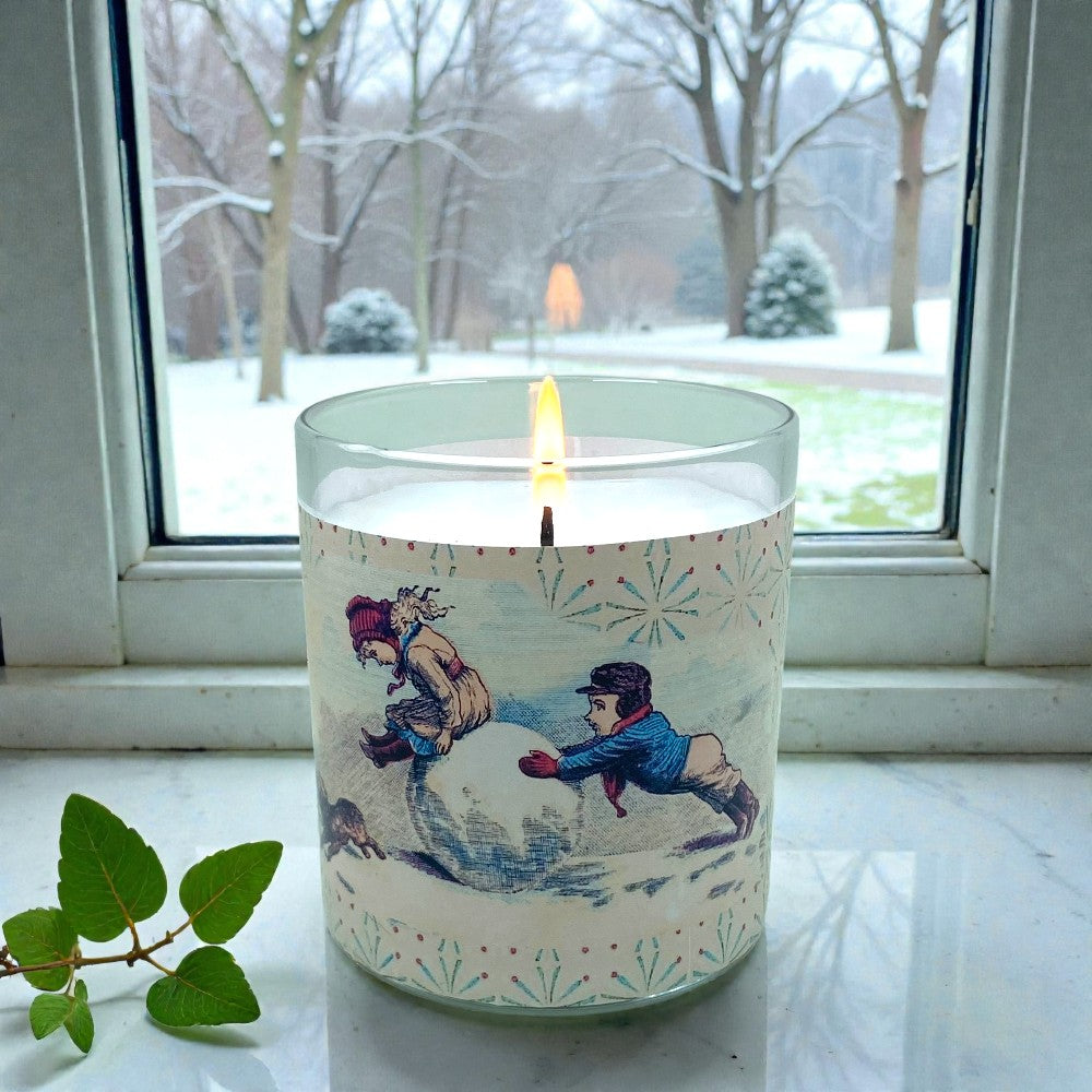 Snowday – Eco-Luxe Scented Candle | Coconut Apricot Wax | Vintage Holiday Artwork Retro Design