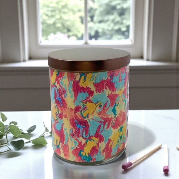 Sunlit Swirl – Eco-Luxe Scented Candle | Coconut Apricot Wax | Vintage Artwork Retro Design