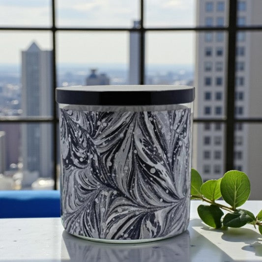 Onyx Waves – Eco-Luxe Scented Candle | Coconut Apricot Wax | Vintage Modern Abstract Artwork Retro Design