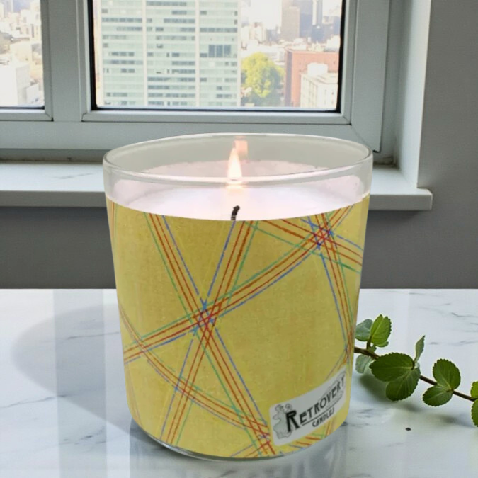 Golden Triangle – Eco-Luxe Scented Candle | Coconut Apricot Wax | Vintage Modern Abstract Artwork Retro Design