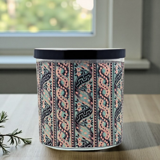 Lattice & Lace – Eco-Luxe Scented Candle | Coconut Apricot Wax | Art Deco Art Nouveau Vintage Textile Artwork Retro Design