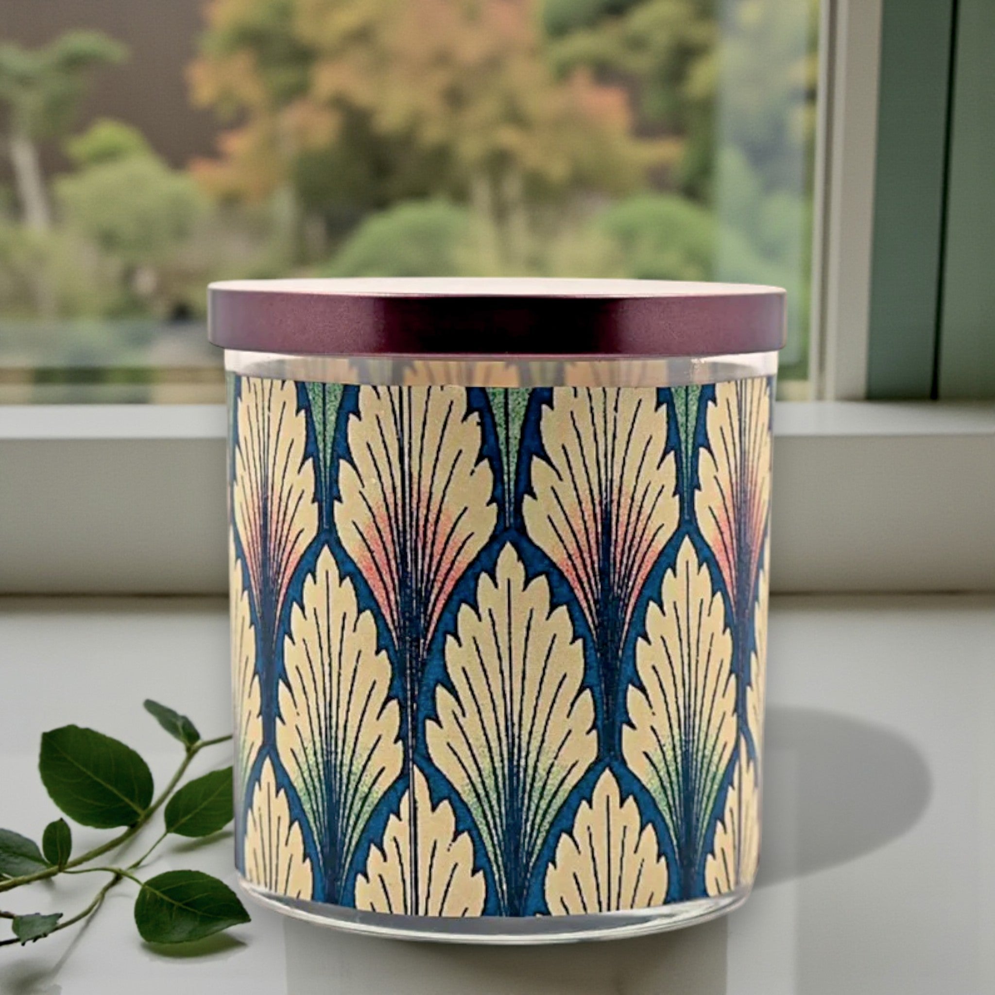 Leafy Greens – Eco-Luxe Scented Candle | Coconut Apricot Wax | Art Deco Art Nouveau Vintage Artwork Retro Design