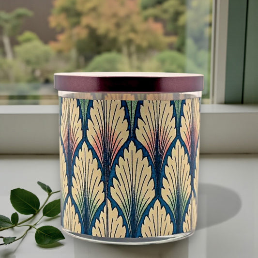 Leafy Greens – Eco-Luxe Scented Candle | Coconut Apricot Wax | Art Deco Art Nouveau Vintage Artwork Retro Design