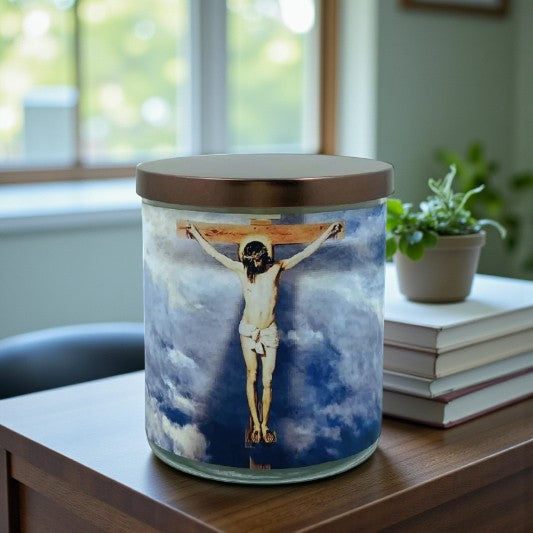 Light in the Darkness – Eco-Luxe Scented Candle | Coconut Apricot Wax | Religious Vintage Artwork Retro Design