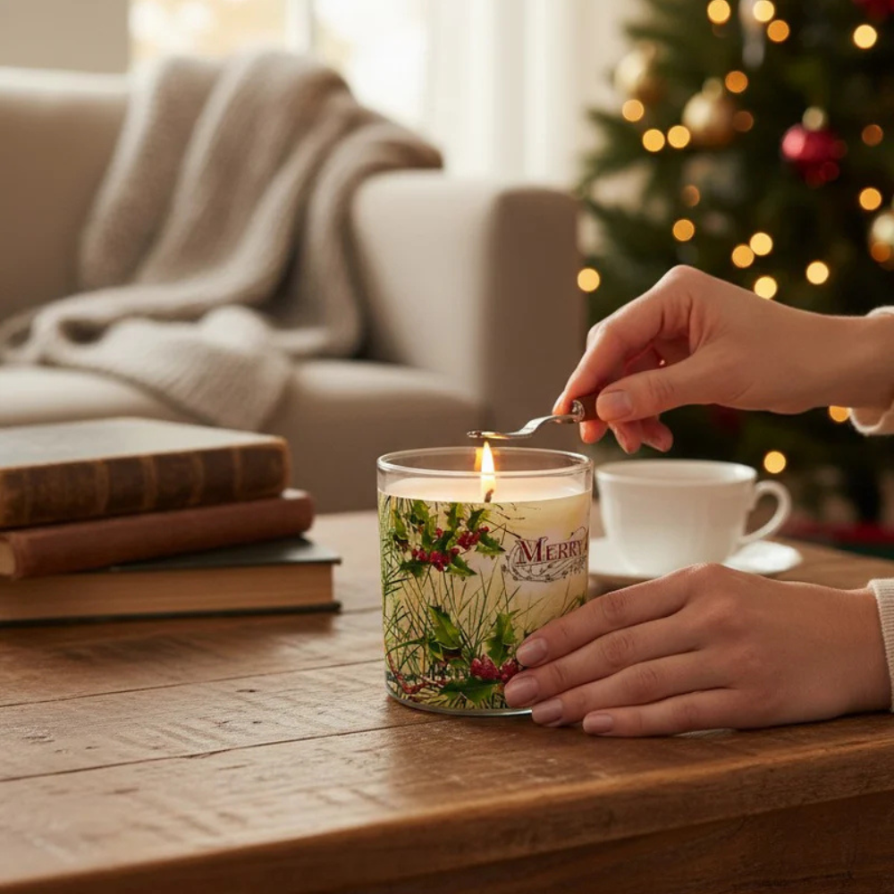 Christmas Greetings - Luxury Coconut Apricot Wax Candle – 8.5 oz