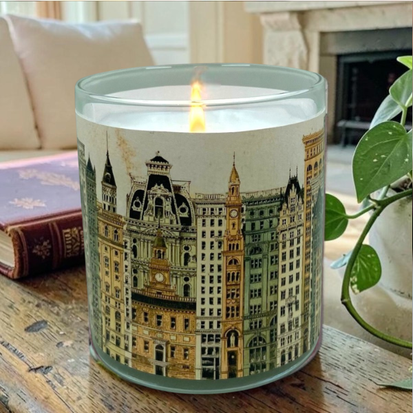 Gilded Skyline | 1898 Architectural Illustration Inspired Candle