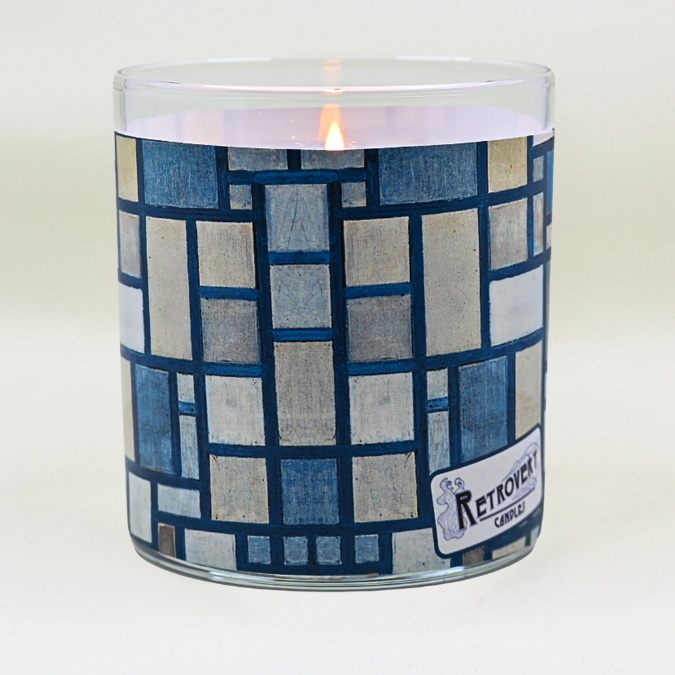 Composition - Modern Abstract Era Retro Design Scented Candle Coconut Apricot Wax Eco-Luxe