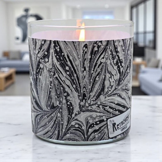 Onyx Waves- Modern Abstract Era Retro Design Scented Candle Coconut Apricot Wax Eco-Luxe