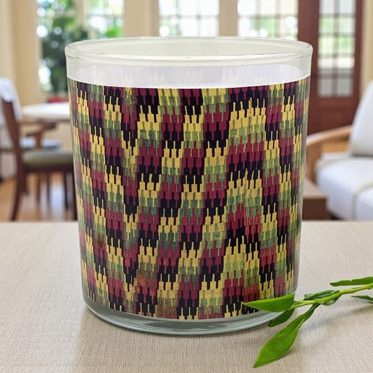Checkmate - 1800's Textile Art Retro Design Scented Candle Coconut Apricot Wax Eco-Luxe