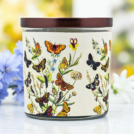 Butterfly Bouquet - 1800's Artwork Retro Design Scented Candle Coconut Apricot Wax Eco-Luxe