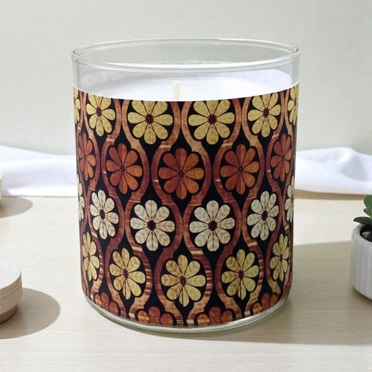 Baroque Blooms - 1800's Textile Art Retro Design Scented Candle Coconut Apricot Wax Eco-Luxe