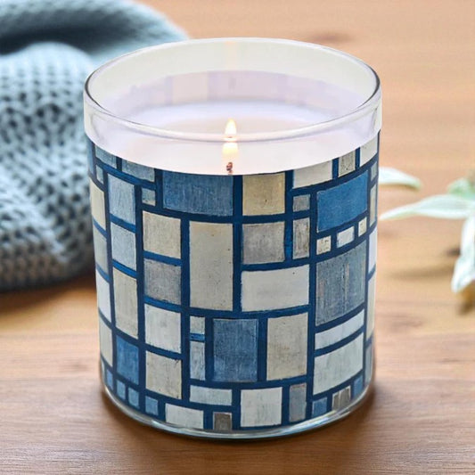 Composition - Modern Abstract Era Retro Design Scented Candle Coconut Apricot Wax Eco-Luxe