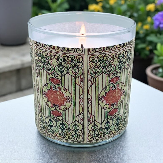 Garden Gate - Arts & Crafts Era Retro Design Scented Candle Coconut Apricot Wax Eco-Luxe