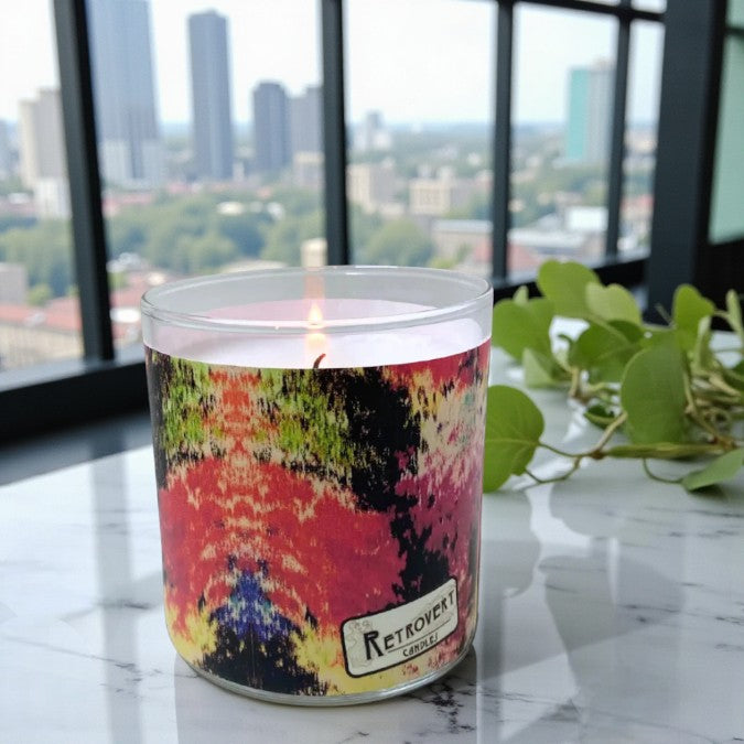 Colorfast – Eco-Luxe Scented Candle | Coconut Apricot Wax | Vintage Modern Abstract Artwork Retro Design