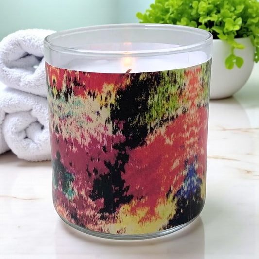 Colorfast- Modern Abstract Era Retro Design Scented Candle Coconut Apricot Wax Eco-Luxe