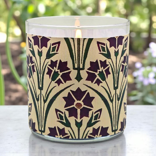 English Garden - Arts & Crafts Era Retro Design Scented Candle Coconut Apricot Wax Eco-Luxe