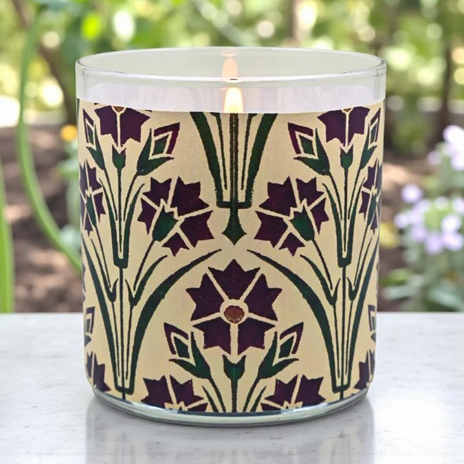 English Garden - Arts & Crafts Era Retro Design Scented Candle Coconut Apricot Wax Eco-Luxe