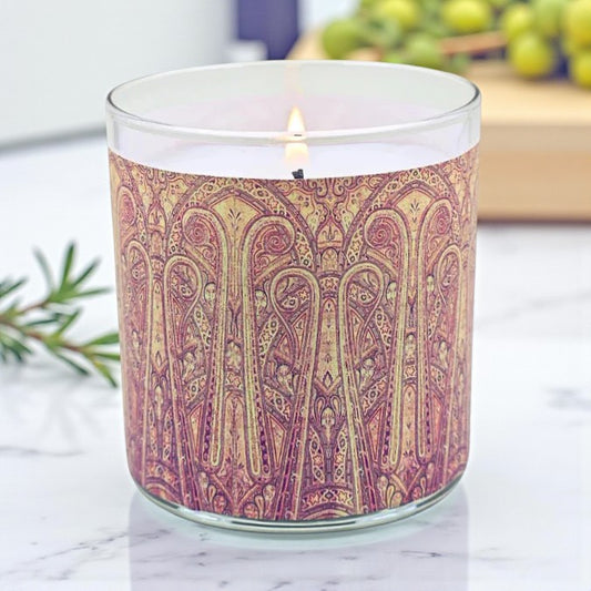 Regal Tapestry - Arts & Crafts Era Retro Design Scented Candle Coconut Apricot Wax Eco-Luxe