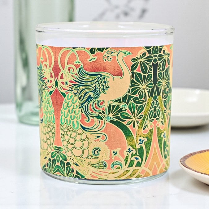 Proud Peacocks - Art Deco Art Nouveau Era Retro Design Scented Candle Coconut Apricot Wax Eco-Luxe