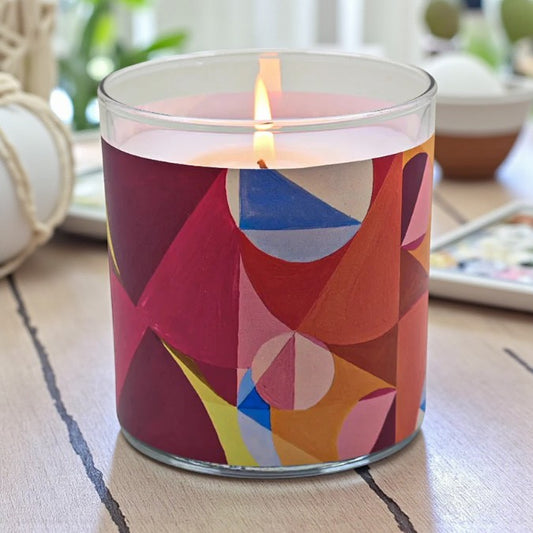 Intersections- Modern Abstract Era Retro Design Scented Candle Coconut Apricot Wax Eco-Luxe