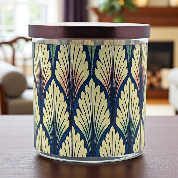 Leafy Greens - Art Deco Art Nouveau Era Retro Design Scented Candle Coconut Apricot Wax Eco-Luxe