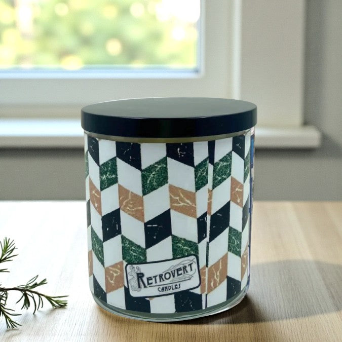 Ferris – Eco -Luxe Scented Candle | Coconut Apricot Wax | Vintage Modern Abstract Artwork Retro Design