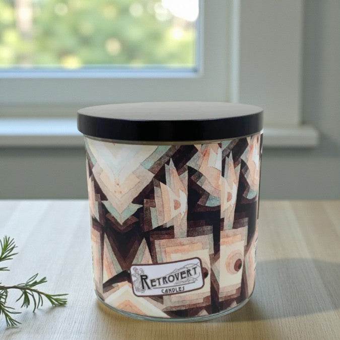 Prismatic – Eco-Luxe Scented Candle | Coconut Apricot Wax | Vintage Modern Abstract Artwork Retro Design