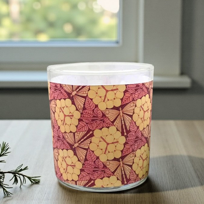 Flutter & Foliage – Eco-Luxe Scented Candle | Coconut Apricot Wax | Art Deco Art Nouveau Vintage Artwork Retro Design