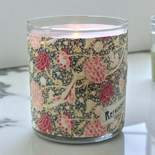 English Roses - Arts & Crafts Era Retro Design Scented Candle Coconut Apricot Wax Eco-Luxe